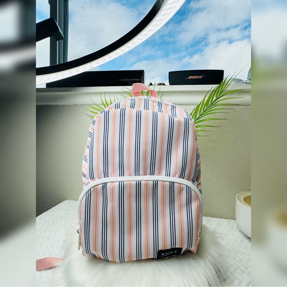 Roxy Pink & Blue Striped Backpack